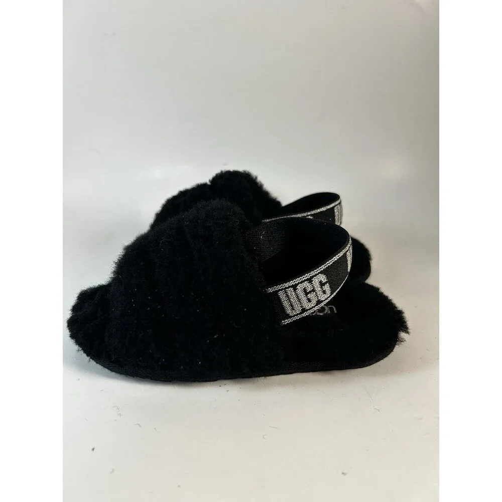 Toddler Size 10 Black Ugg Fluff Yeah Slide Sheepskin Slippers